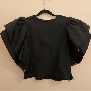 Zara puffer sleeve top with orange and pink hidden colors